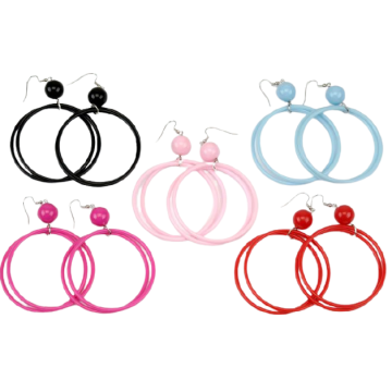 Σκουλαρίκια πλαστικοί μεγάλοι κρίκοι σε 5 χρώματα