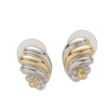 Σκουλαρίκια μεταλλικά με σχέδιο δίχρωμο κοχύλι