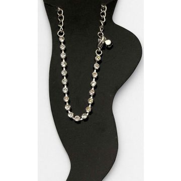 Αλυσίδα ποδιού σε ασημί χρώμα διακοσμημένη με ημιδιάφανες πέτρες