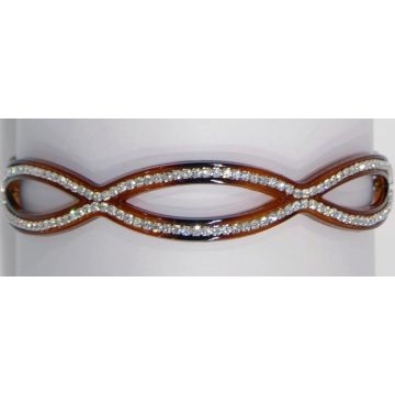 Στέκα πλαστική καμπύλες σε καφέ χρώμα διακοσμημένη με στράς