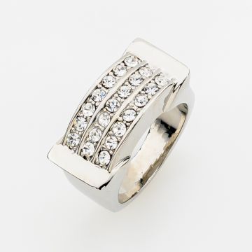 Glamorous Ασημί Δαχτυλίδι "Three-Row" με Premium Κρυστάλλους