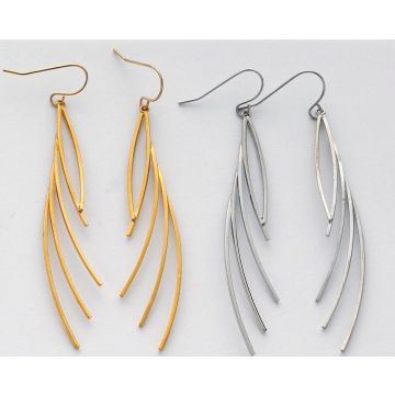 Σκουλαρίκια μεταλλικά κρεμαστά με τετράγωνο σύρμα σε χρυσό και ασημί χρώμα