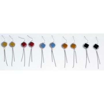 Σκουλαρίκια μεταλλικά κρεμαστά με αλυσίδα σε 2 σχέδια και 5 χρώματα