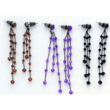 Σκουλαρίκια μεταλλικά ασημί με μεγάλα στράς