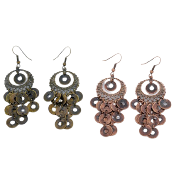 Σκουλαρίκια μεταλλικά σε μπρούτζινο και χάλκινο χρώμα