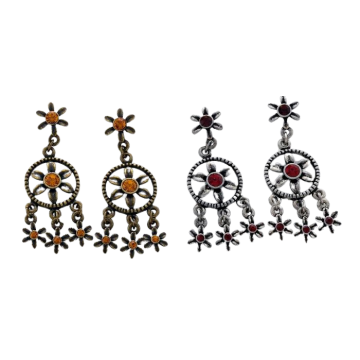 Σκουλαρίκια μεταλλικά αλπακάς και μπρούτζος με πέτρες