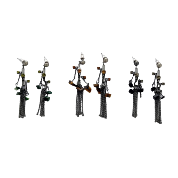 Σκουλαρίκια μεταλλικά με αλυσίδες και πέτρες σε 3 χρώματα