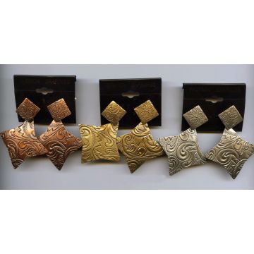 Σκουλαρίκια μεταλλικά αστέρια χαραγμένο σχέδιο