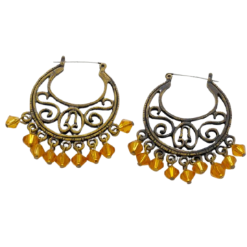 Σκουλαρίκια μεταλλικά παλαιωμένα με ροζέτες και χάντρες