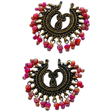 Σκουλαρίκια μεταλλικά boho ακτινωτά διακοσμημένα με χάντρες 