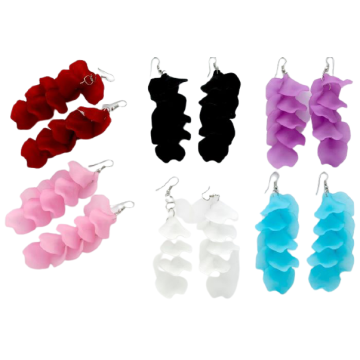 Σκουλαρίκια μεταλλικά πλαστικά φύλλα κρεμαστά σε 6 χρώματα