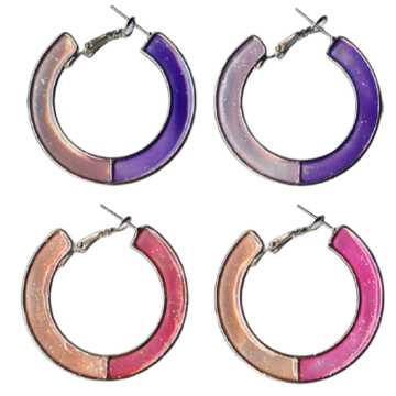Σκουλαρίκια μεταλλικά μισοφέγγαρο 3,5εκ με σμάλτο σε 4 χρώματα