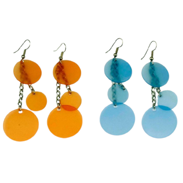 Σκουλαρίκια μεταλλική αλυσίδα με πλαστικούς κύκλους σε 4 χρώματα