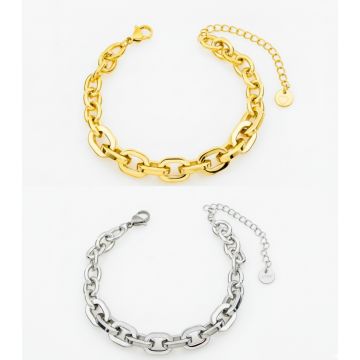 Βραχιόλι με χοντρές αλυσίδες (chunky chain), διαθέσιμο σε ασημί και χρυσό 