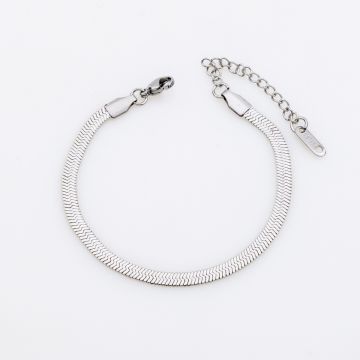 Ασημί Βραχιόλι Αλυσίδα Φίδι (Snake Chain) από Ανοξείδωτο Ατσάλι