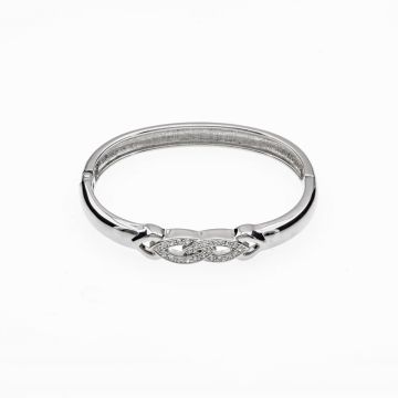 Ασημί Μεταλλικό Βραχιόλι με Σχέδιο Άπειρο και Στράς – Σύμβολο Αιώνιας Κομψότητας