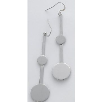 Σκουλαρίκια μεταλλικά σε ασημί χρώμα μακριά κρεμαστά σε 2 σχέδια (κύκλοι και ρόμβοι)