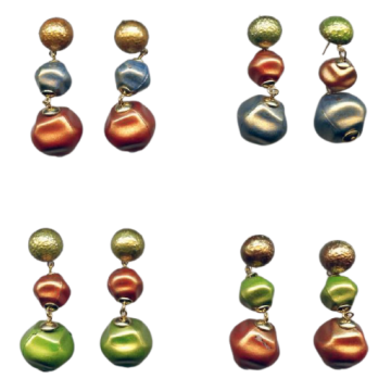 Σκουλαρίκια μεταλλικά διακοσμημένα με χάντρες σε 4 συνδυασμούς χρωμάτων