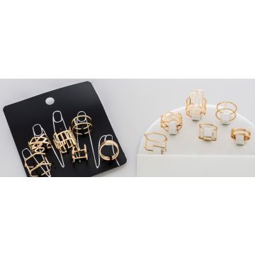 Σέτ δαχτυλίδια σε χρυσό χρώμα,εντυπωσιακά σχέδια (5 τεμάχια)