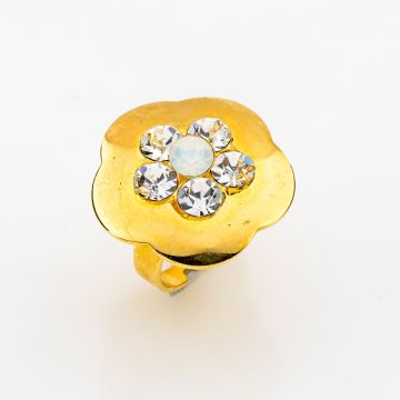 Δαχτυλίδι μεταλλικό λουλούδι διακοσμημένο με στράς ( 6 χρώματα)