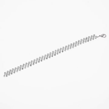 Βραχιόλι Μεταλλικό με Διαγώνιες Σειρές από Στράς – Κομψότητα και Λάμψη που Μαγεύει