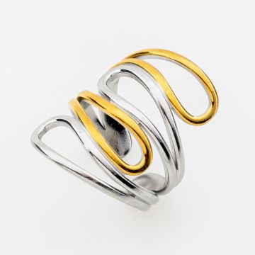 Adjustable Δίχρωμο Δαχτυλίδι που Συνδυάζεται με Όλα