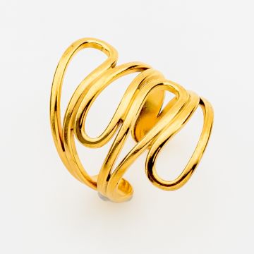 Golden Coil Illusion Ring - Minimalist Multi-Band Design