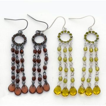 Σκουλαρίκια μεταλλικά με χάντρες σε 2 χρώματα