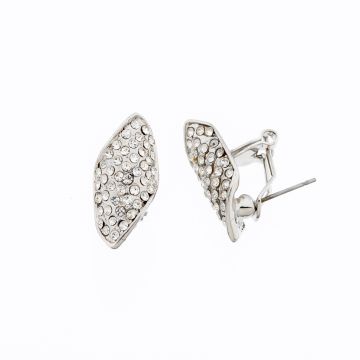 Σκουλαρίκια μεταλλικά οβάλ ασημί με στράς