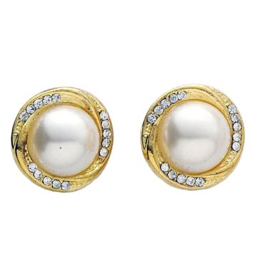 Σκουλαρίκια μεταλλικά σε περίτεχνα σχέδια διακοσμημένα με στράς και πέρλα-1