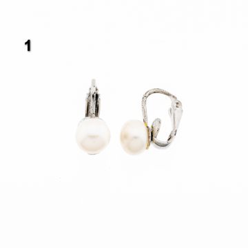 Σκουλαρίκια μεταλλικά με πέρλα (3 μεγέθη)