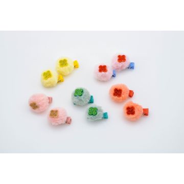 Κλιπ με πομ πομ και λουλούδι σε 5 χρώματα