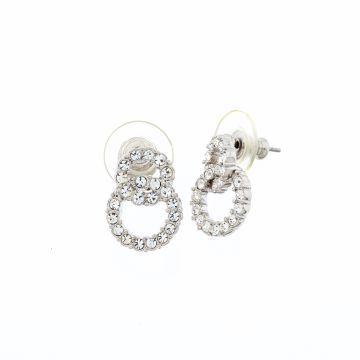 Σκουλαρίκια μεταλλικοί κρίκοι σε ασημί χρώμα διακοσμημένοι με στράς