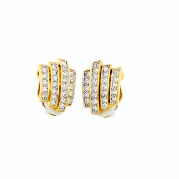 Σκουλαρίκια μεταλλικά με κλίπ σε χρυσό χρώμα διακοσμημένα με στράς