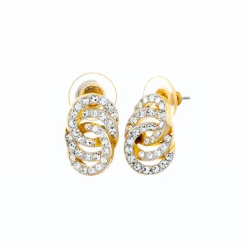 Σκουλαρίκια μεταλλικά σχέδιο αλυσίδα σε χρυσό χρώμα διακοσμημένα με στράς