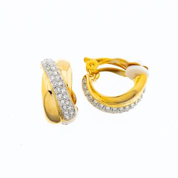 Σκουλαρίκια μισοφέγγαρο μεταλλικά σε χρυσό χρώμα με μια σειρά από στράς