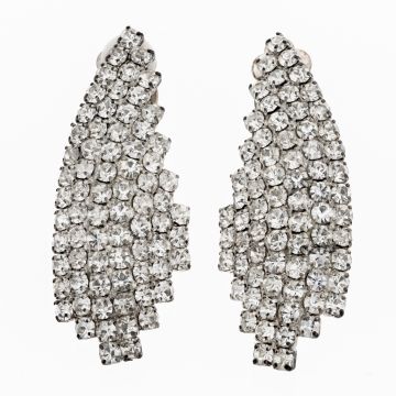 Σκουλαρίκια μεταλλικά φτερά αγγέλου σε ασημί χρώμα διακοσμημένα με στράς