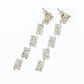 Σκουλαρίκια μεταλλικά κρεμαστά 6εκ με στράς