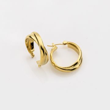  Χρυσά Σκουλαρίκια Κρίκοι Χιαστί 