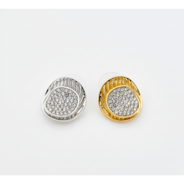  Σκουλαρίκια οβάλ με ανάγλυφη υφή και στρας