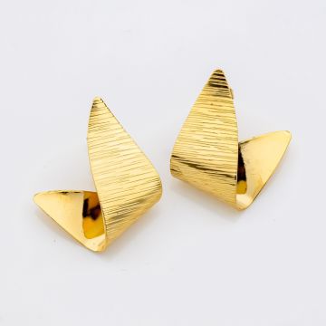  Σκουλαρίκια Χρυσά Γλυπτά με Πτυχώσεις