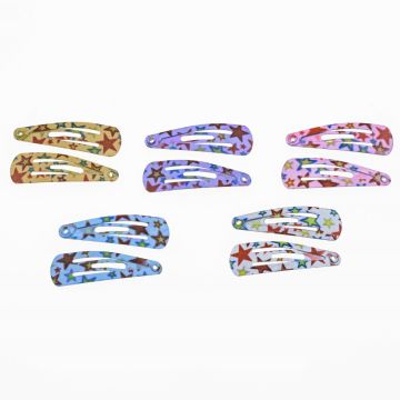 Κλίκ Κλάκ Μεταλλικό Παιδικό Μαλλιών Αστεράκια - Καρτέλα 10 Τεμαχίων σε 5 Χρώματα