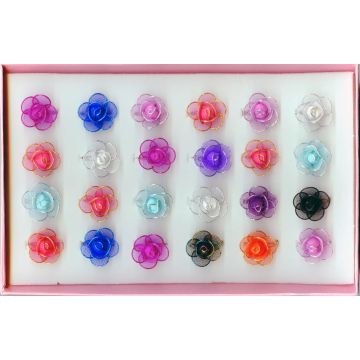 Δαχτυλίδι μεταλλικό με υφασμάτινο λουλούδι 