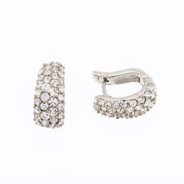 Σκουλαρίκια μεταλλικοί πομπέ κρίκοι διακοσμημένοι με στράς