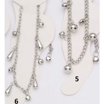 Αλυσίδα ποδιού σε ασημί χρώμα και 2 μοναδικά σχέδια