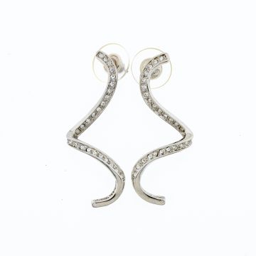 Σκουλαρίκια μεταλλικά 4εκ μήκος σε 2 χρώματα διακοσμημένα με στράς