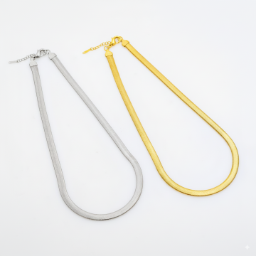  Κολιέ Flat Snake Chain σε Χρυσό & Ασημί