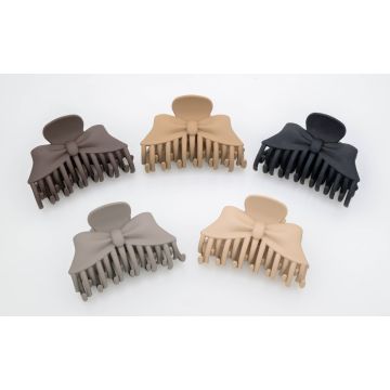 Κλάμερ μαλλιών με φιόγκο και ματ φινίρισμα, σε  γήινες αποχρώσεις