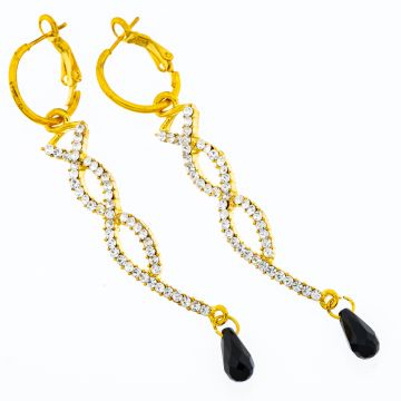 Σκουλαρίκια μεταλλικά χρυσά κρεμαστά με στράς