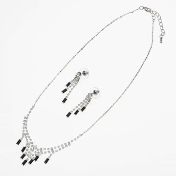 Σετ Μεταλλικό Κολιέ και Σκουλαρίκια – Ασημί Ασύμμετρο 